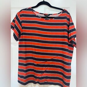 J. Crew Short Sleeve Stripe Tee in Red and Navy Silk